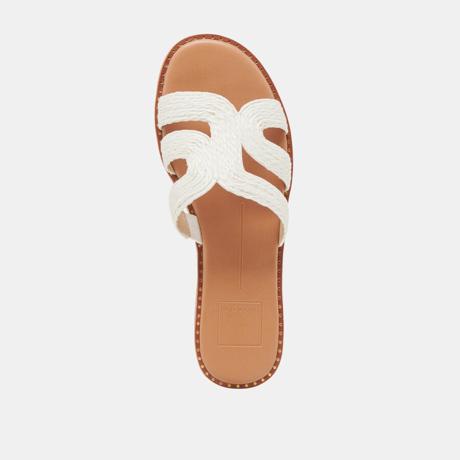emon wide sandals white raffia