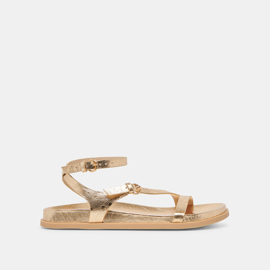 darlis sandals gold distressed leather