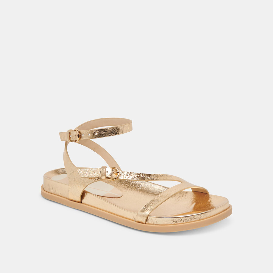 darlis sandals gold distressed leather