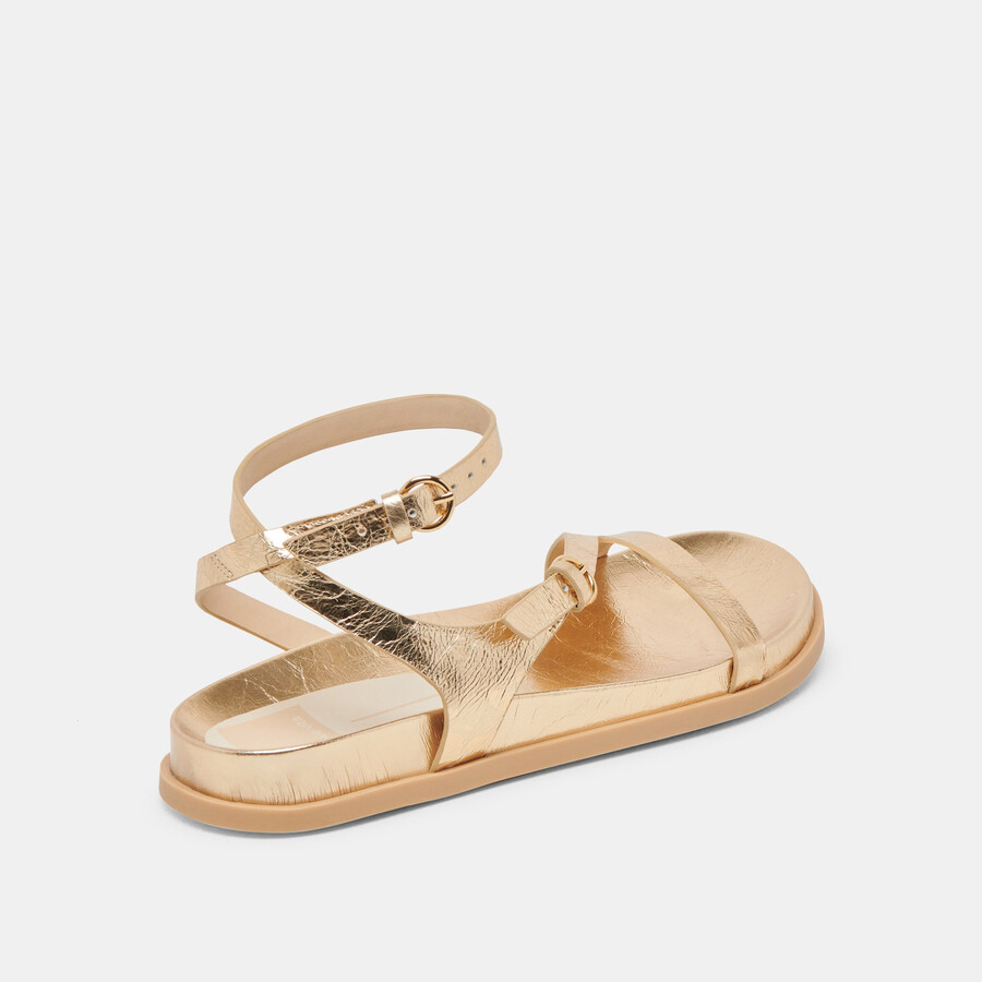 darlis sandals gold distressed leather