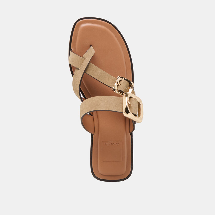 shore sandals taupe suede