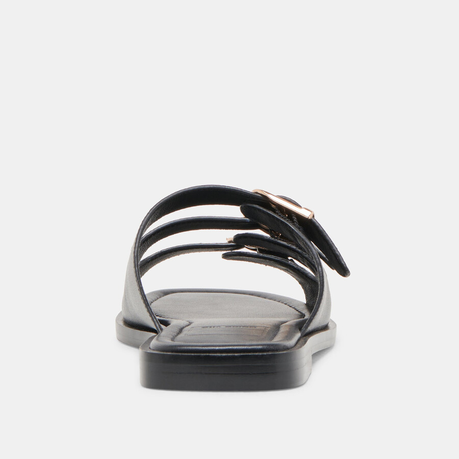 fin sandals black leather