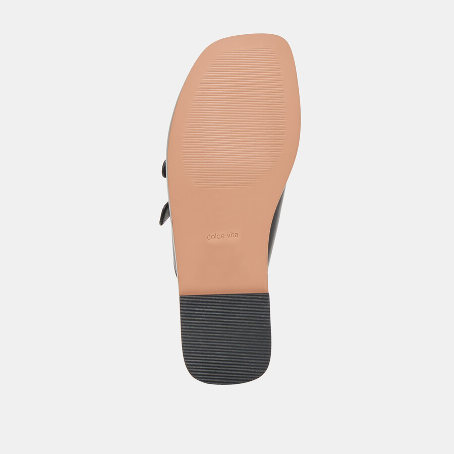 fin sandals black leather