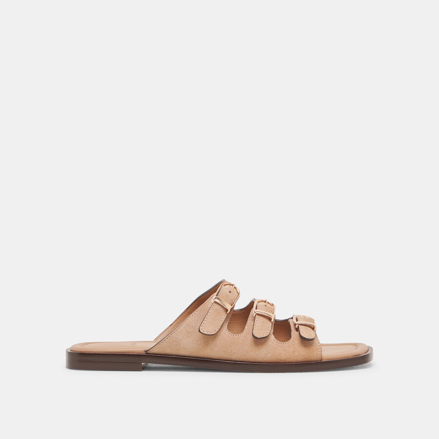fin sandals tan suede
