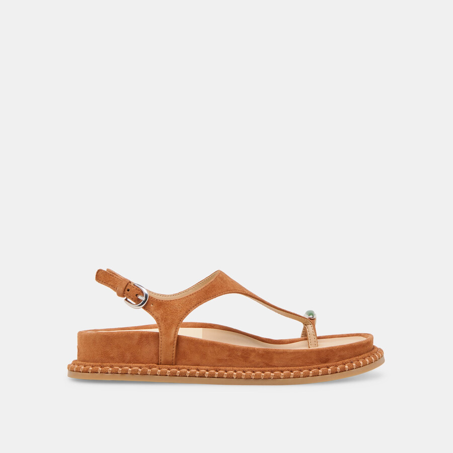 stefan gemstone sandals caramel suede
