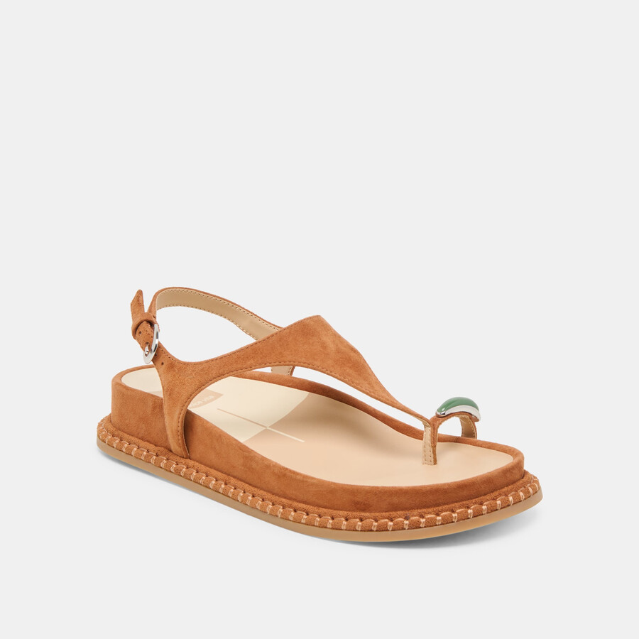 stefan gemstone sandals caramel suede
