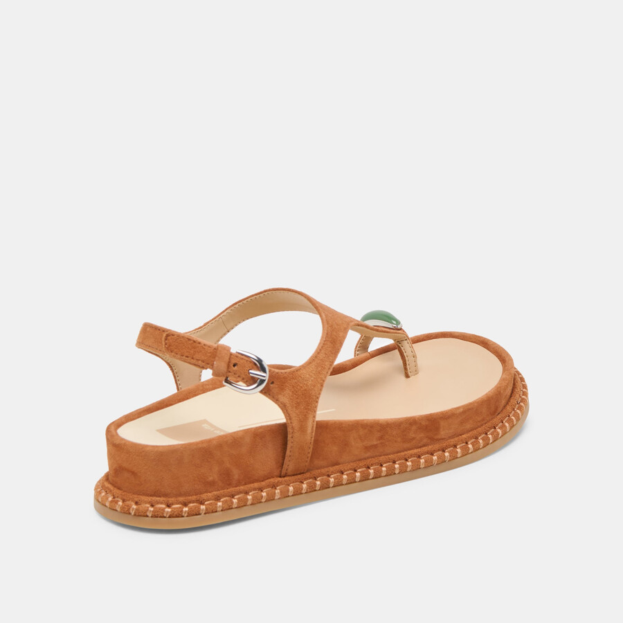 stefan gemstone sandals caramel suede