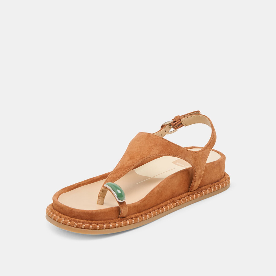 stefan gemstone sandals caramel suede