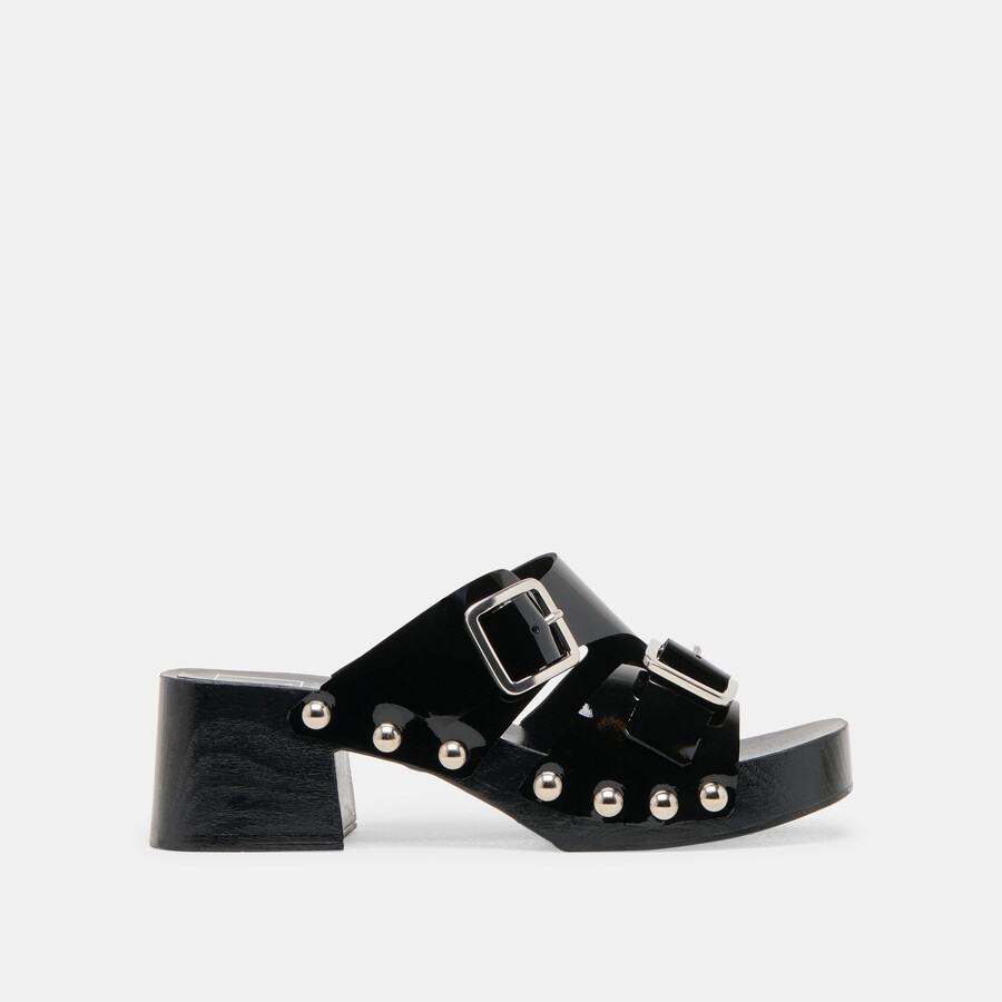 melody heels black leather