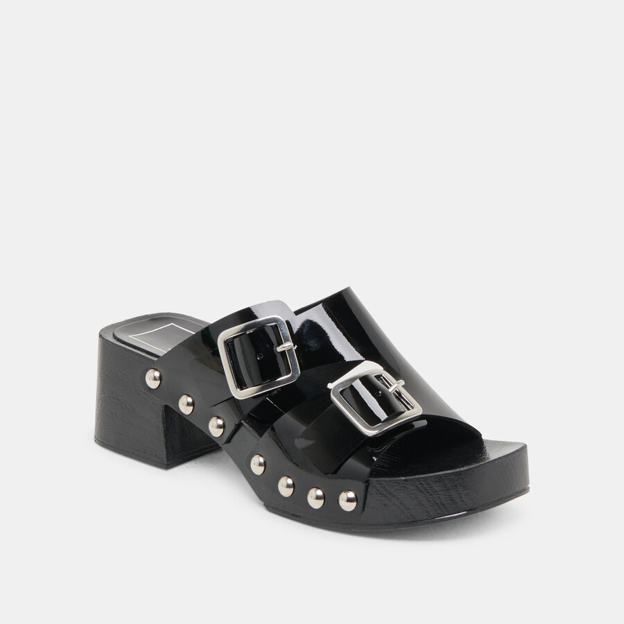 melody heels black leather