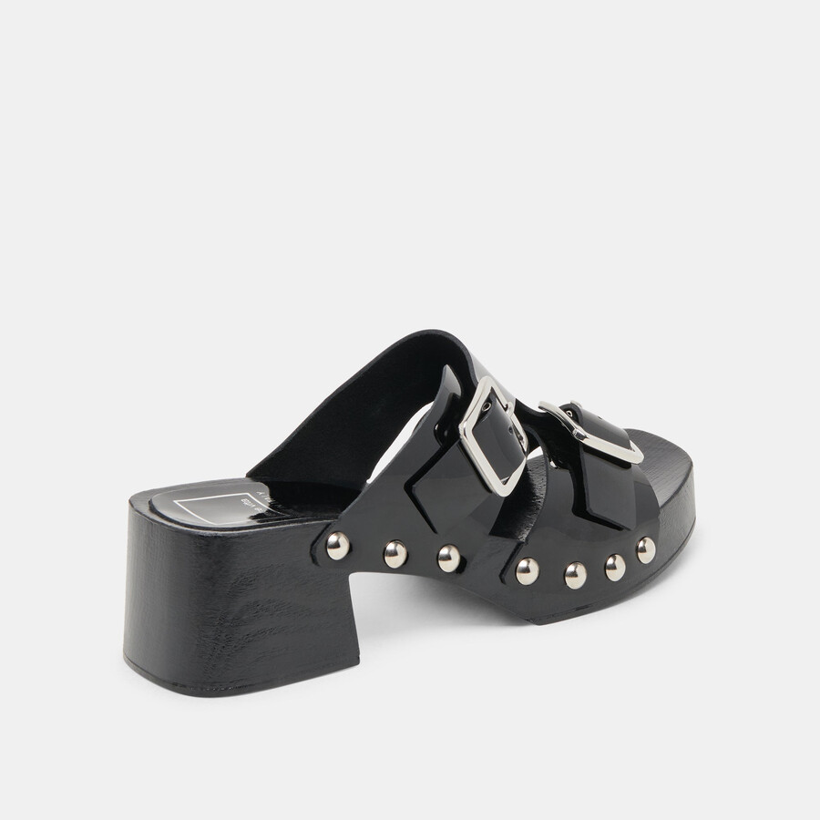 melody heels black leather