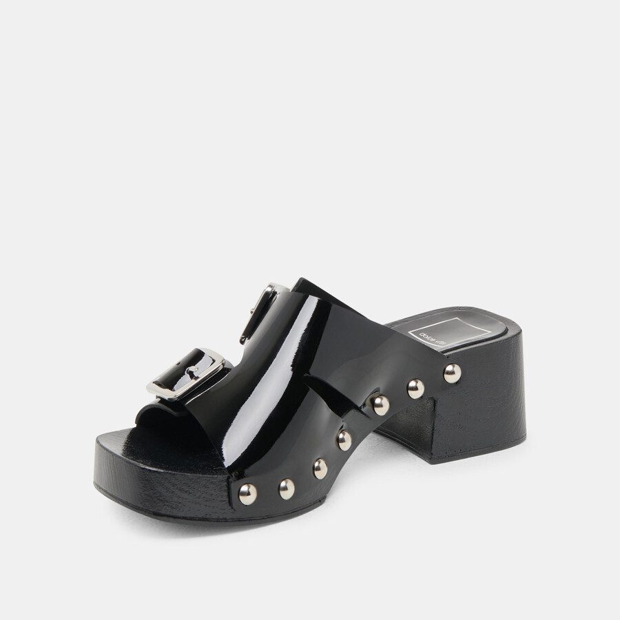 melody heels black leather