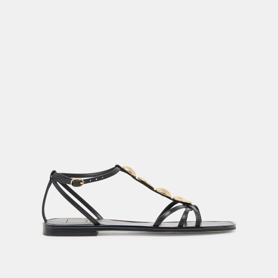 faun sandals black leather