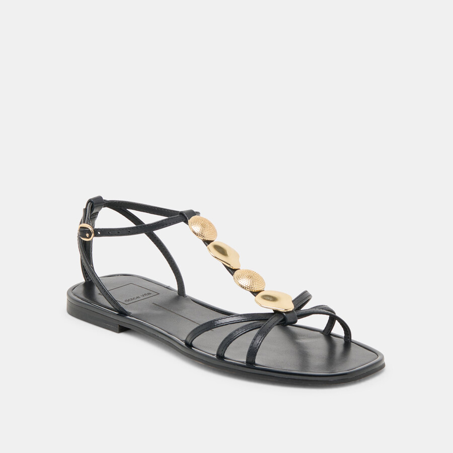 faun sandals black leather