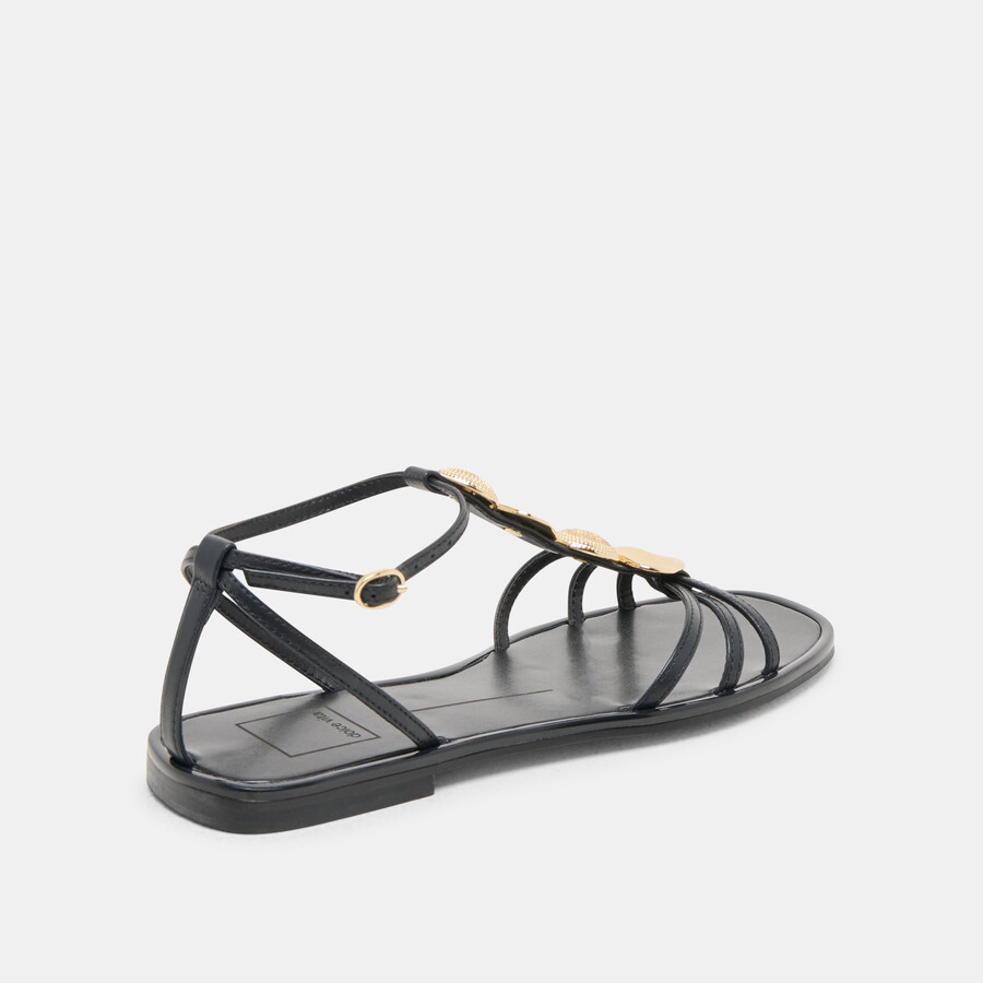 faun sandals black leather