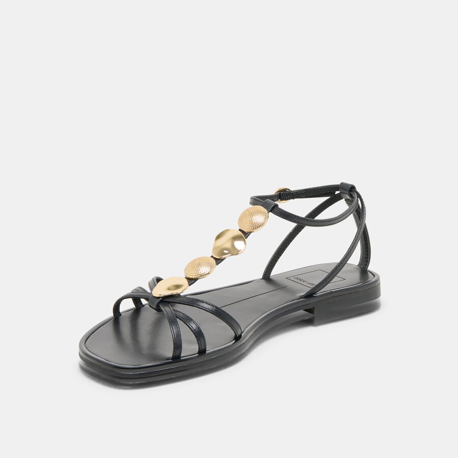 faun sandals black leather