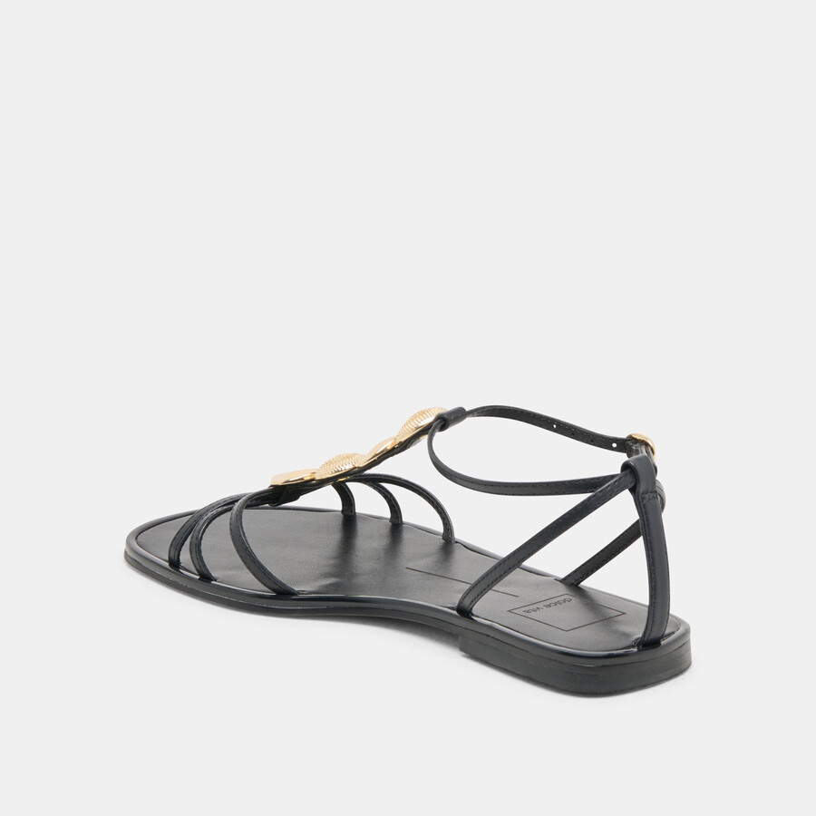 faun sandals black leather