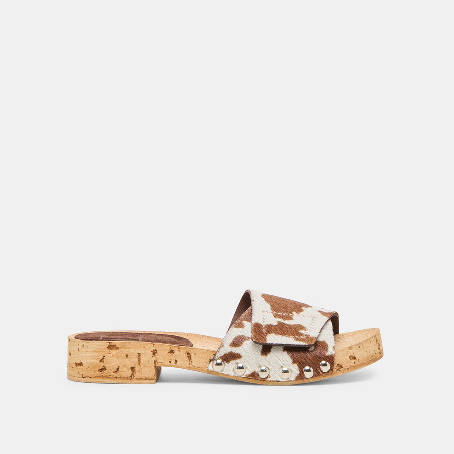 sandy sandals cocoa taurus calf hair