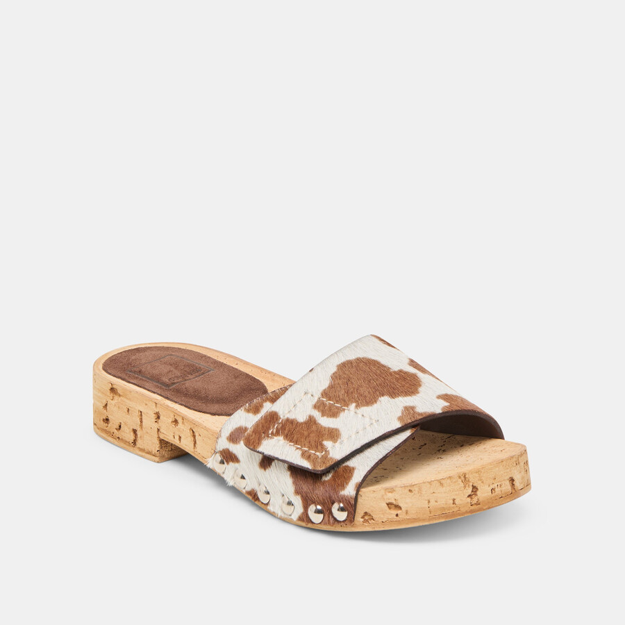 sandy sandals cocoa taurus calf hair