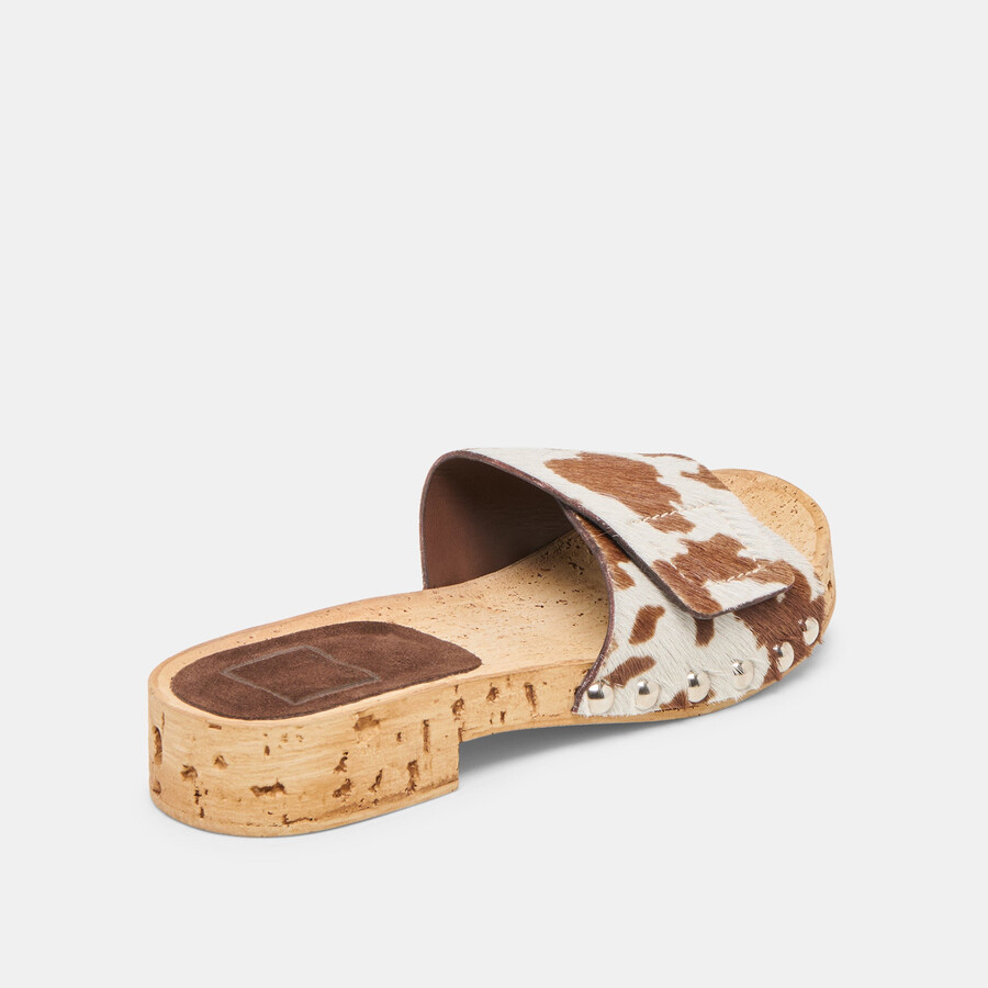 sandy sandals cocoa taurus calf hair