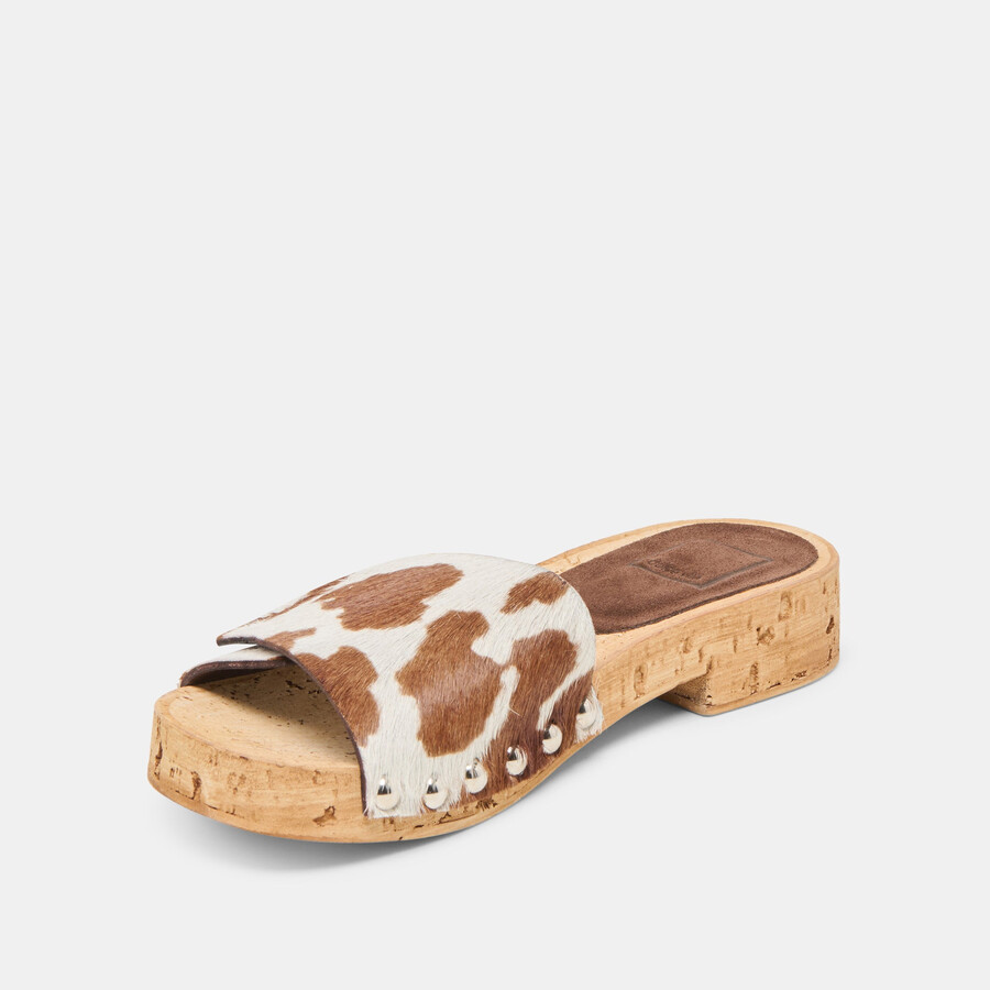 sandy sandals cocoa taurus calf hair