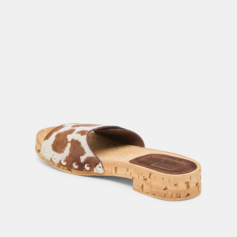 sandy sandals cocoa taurus calf hair