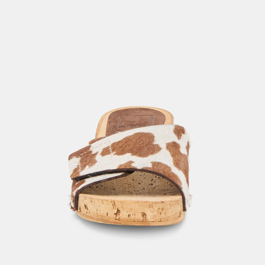 sandy sandals cocoa taurus calf hair