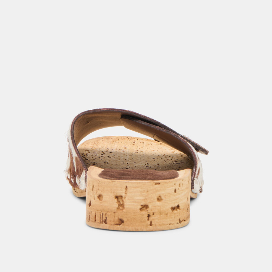 sandy sandals cocoa taurus calf hair