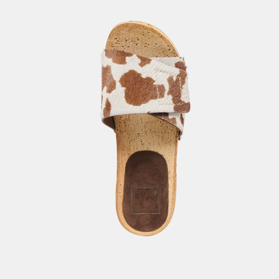 sandy sandals cocoa taurus calf hair