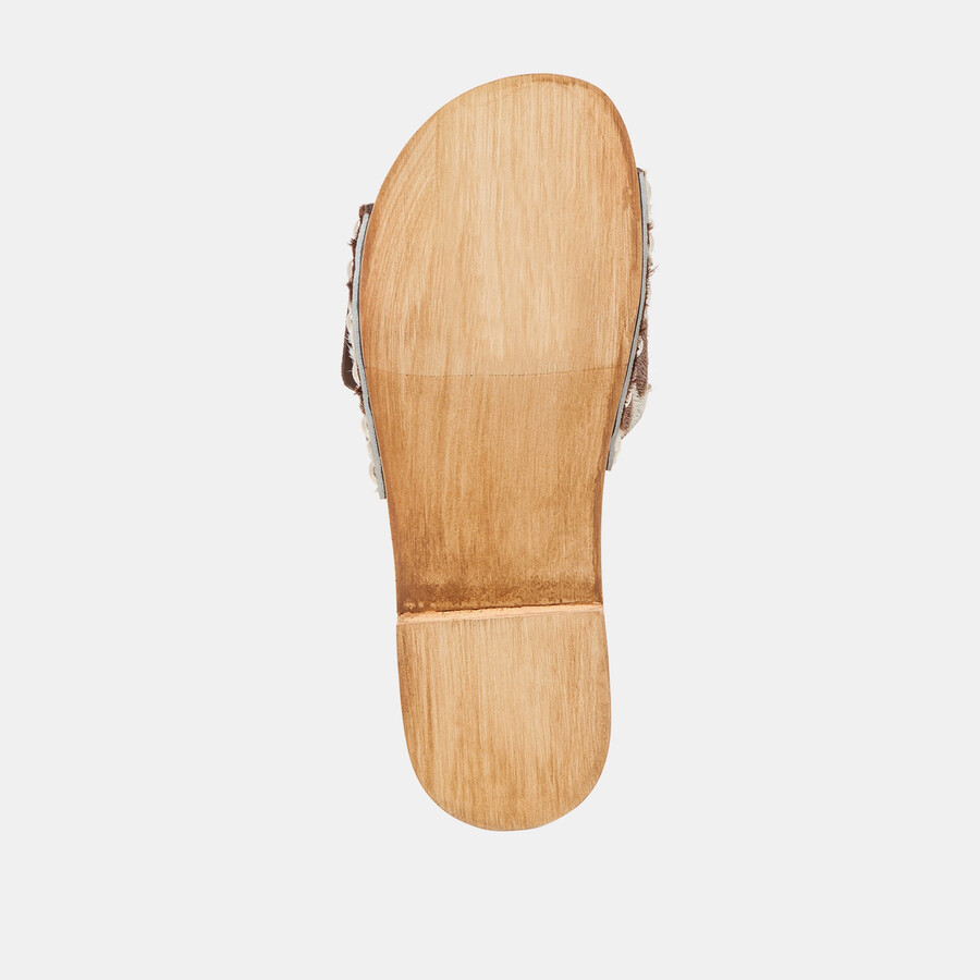 sandy sandals cocoa taurus calf hair