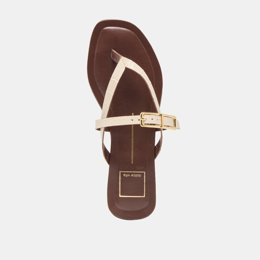 piers sandals beige croco embossed leather