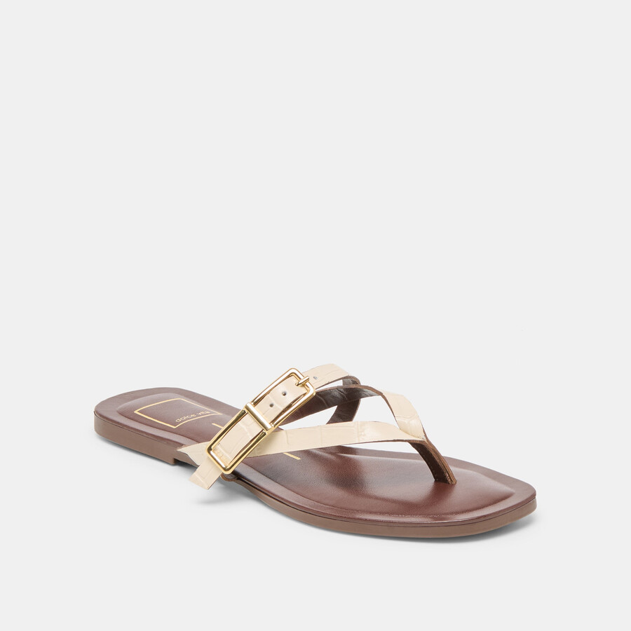 piers sandals beige croco embossed leather
