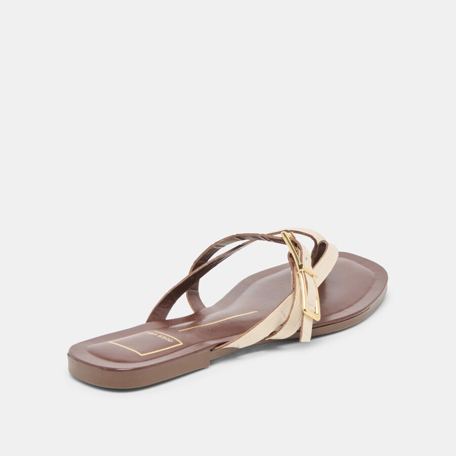 piers sandals beige croco embossed leather