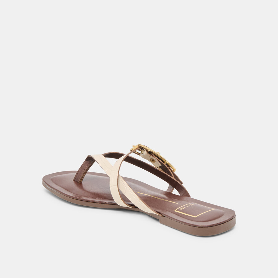 piers sandals beige croco embossed leather