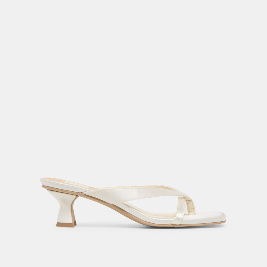 brevel heels true white satin
