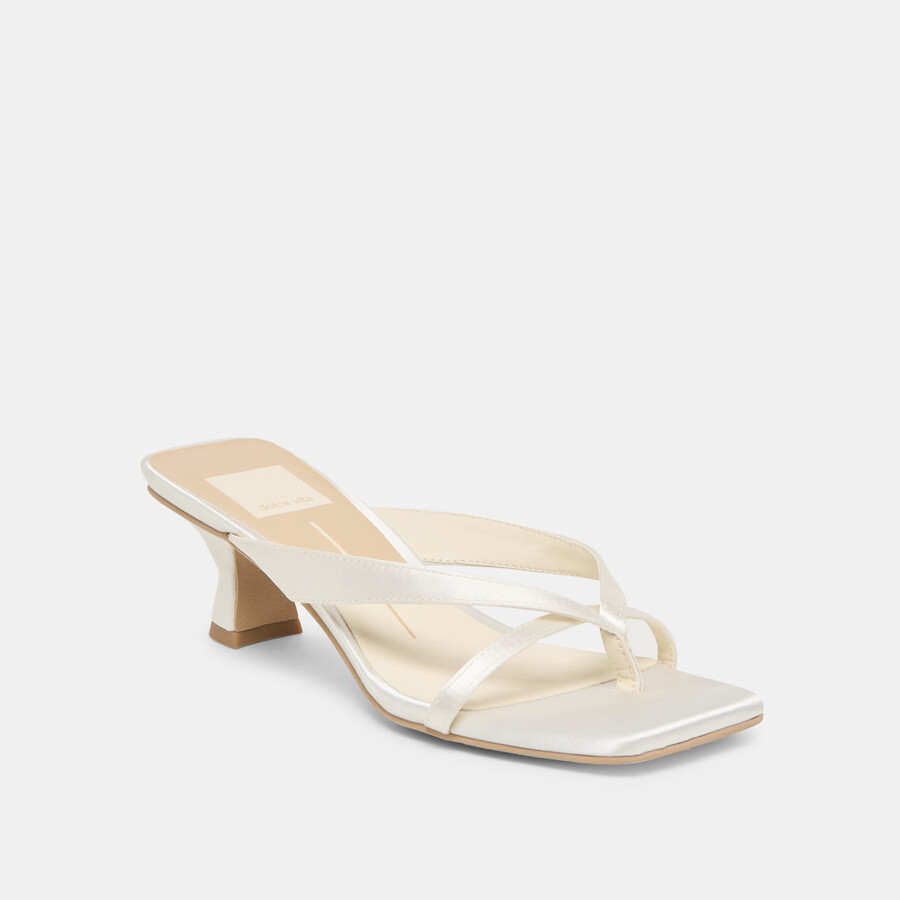 brevel heels true white satin