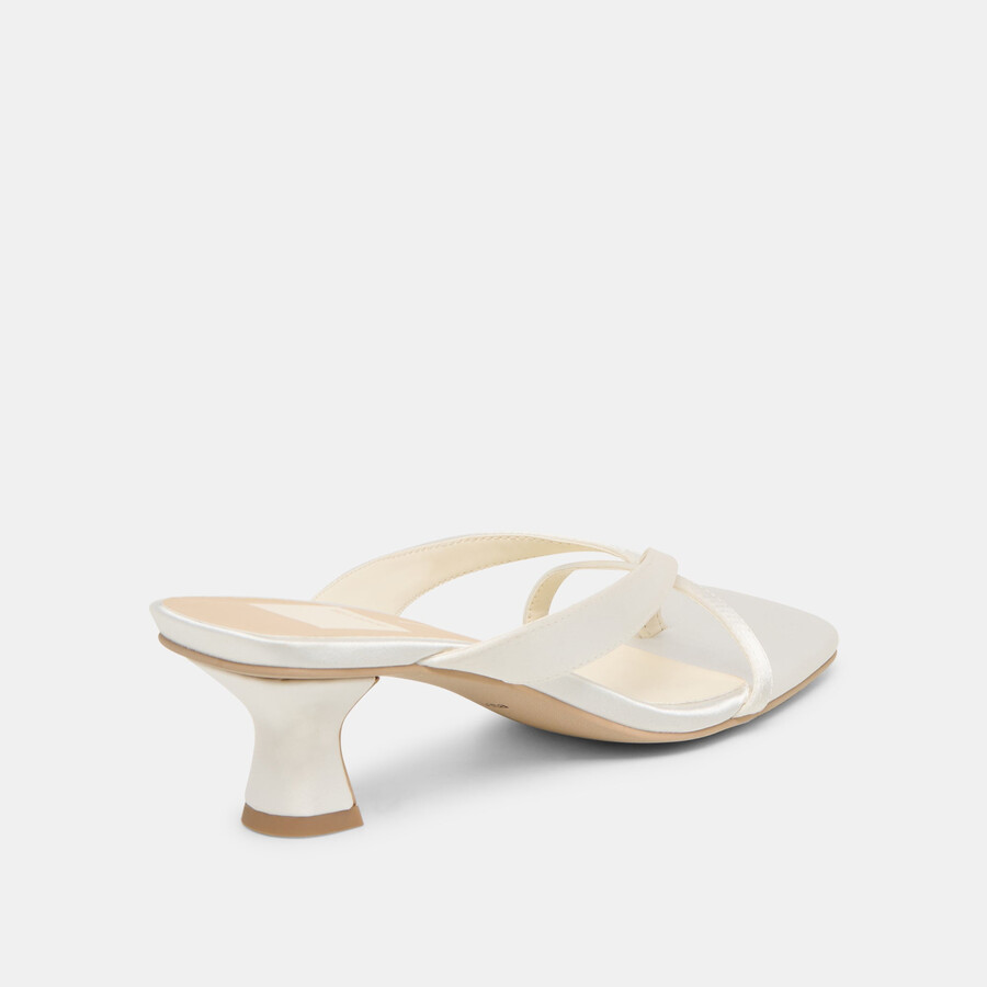 brevel heels true white satin
