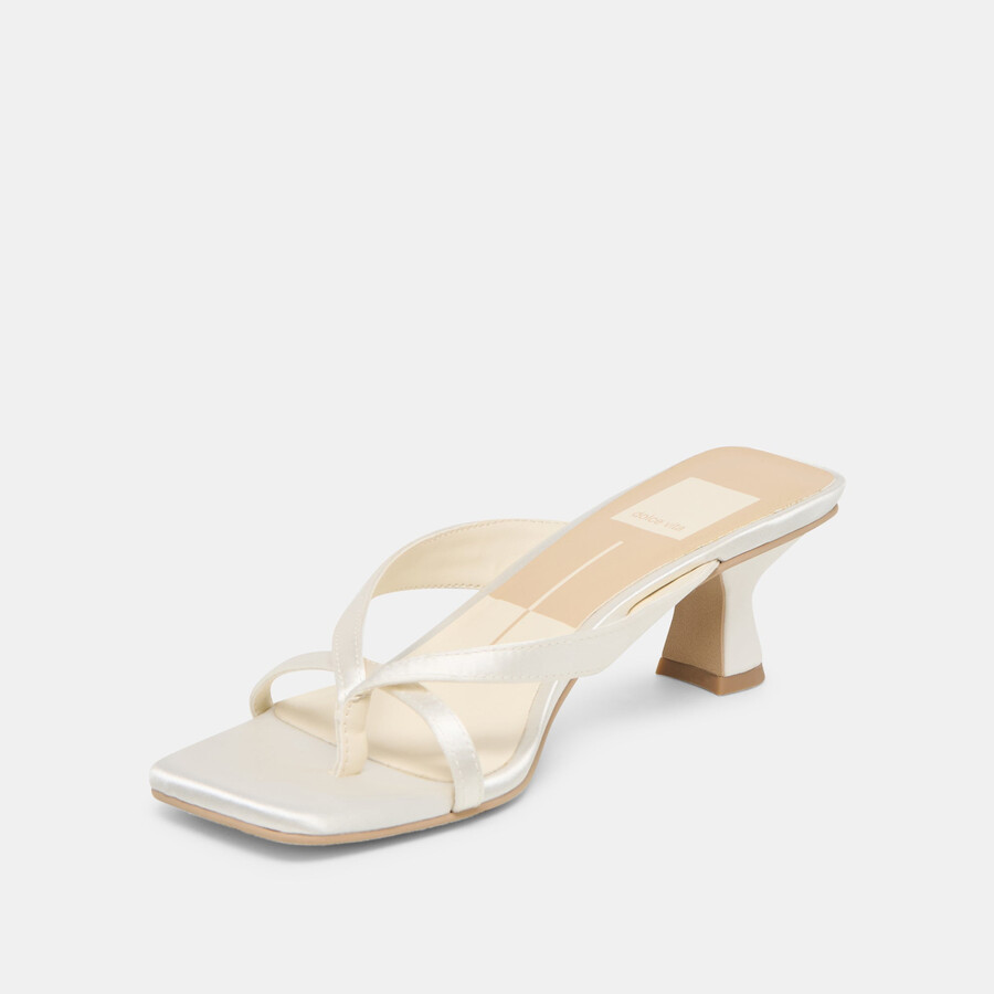 brevel heels true white satin