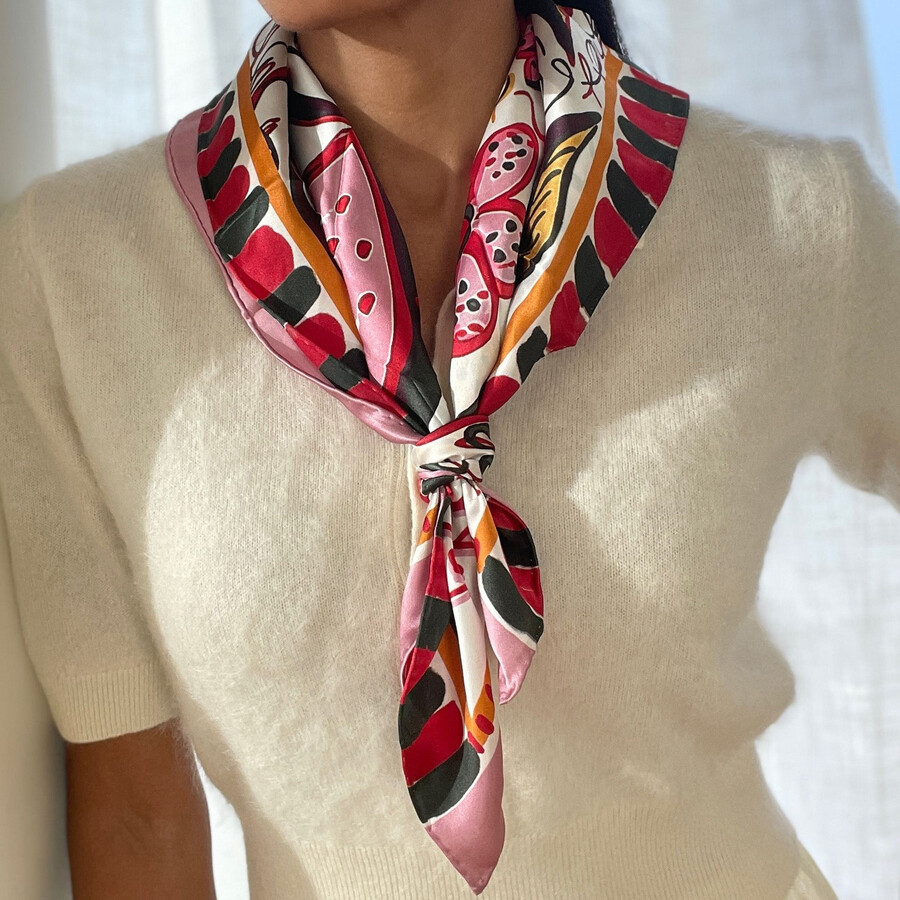 fruit scarf pink multi