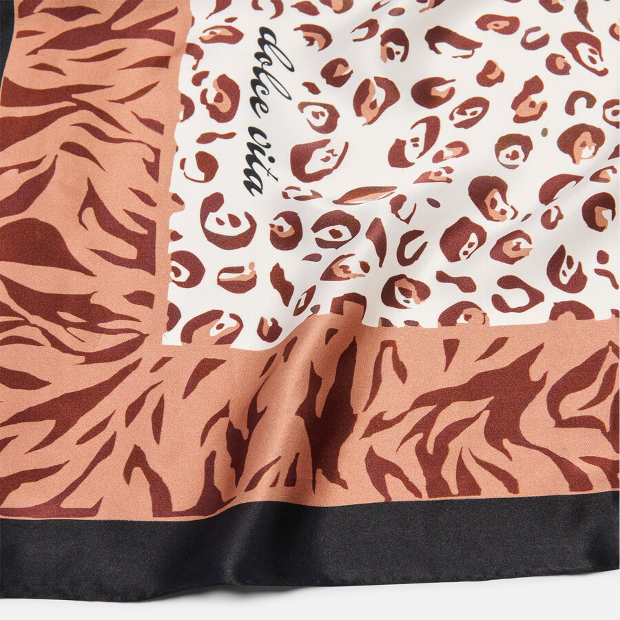animal print scarf brown multi