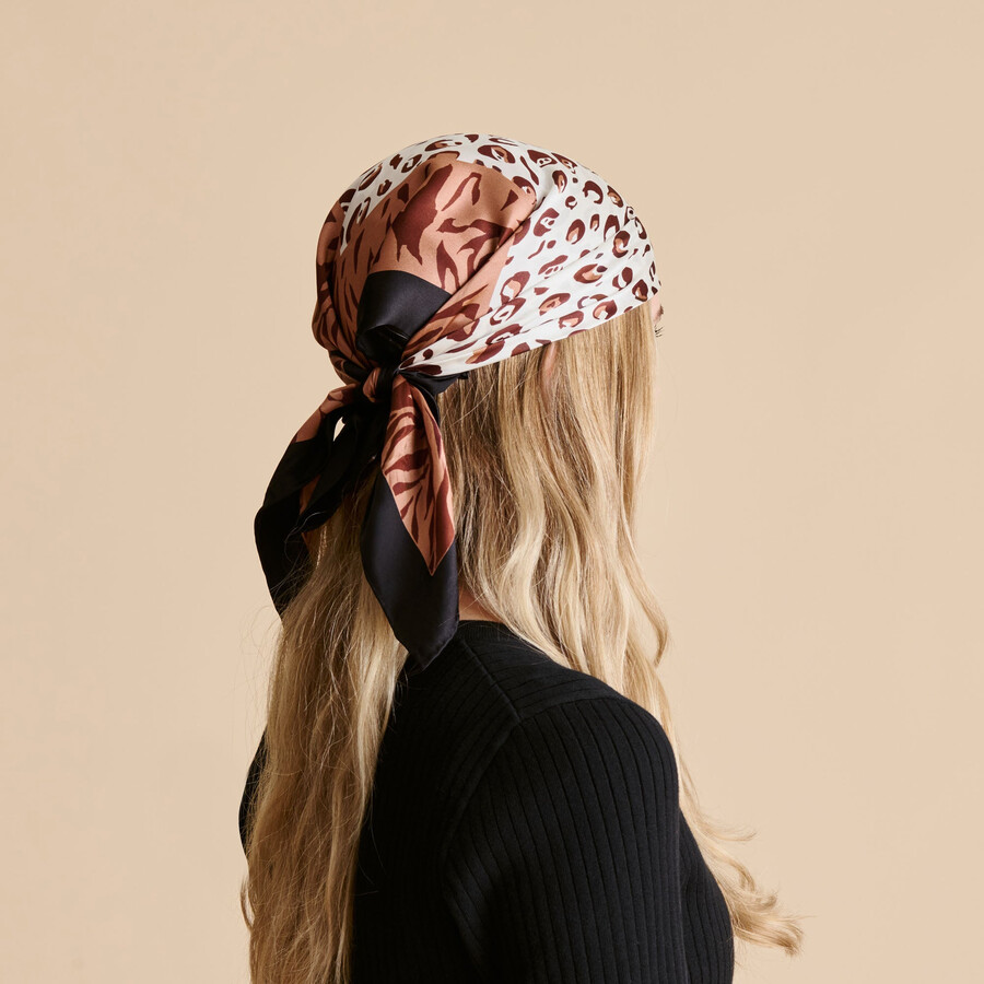 animal print scarf brown multi