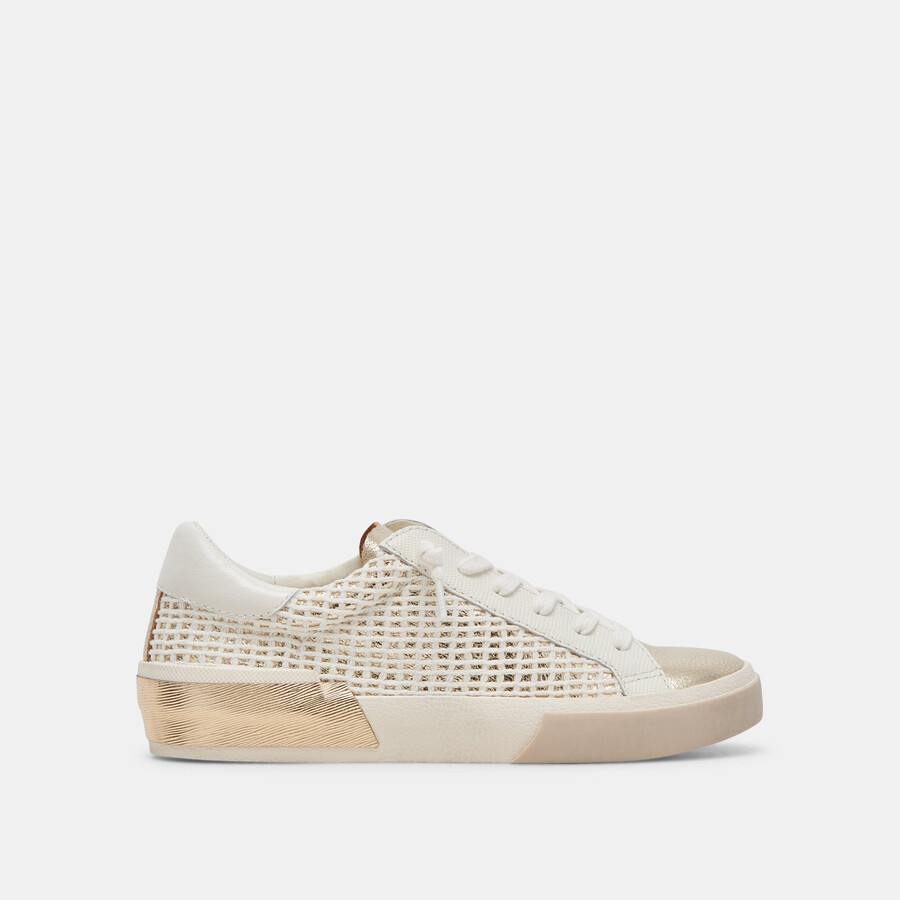 zina sneakers bone gold woven