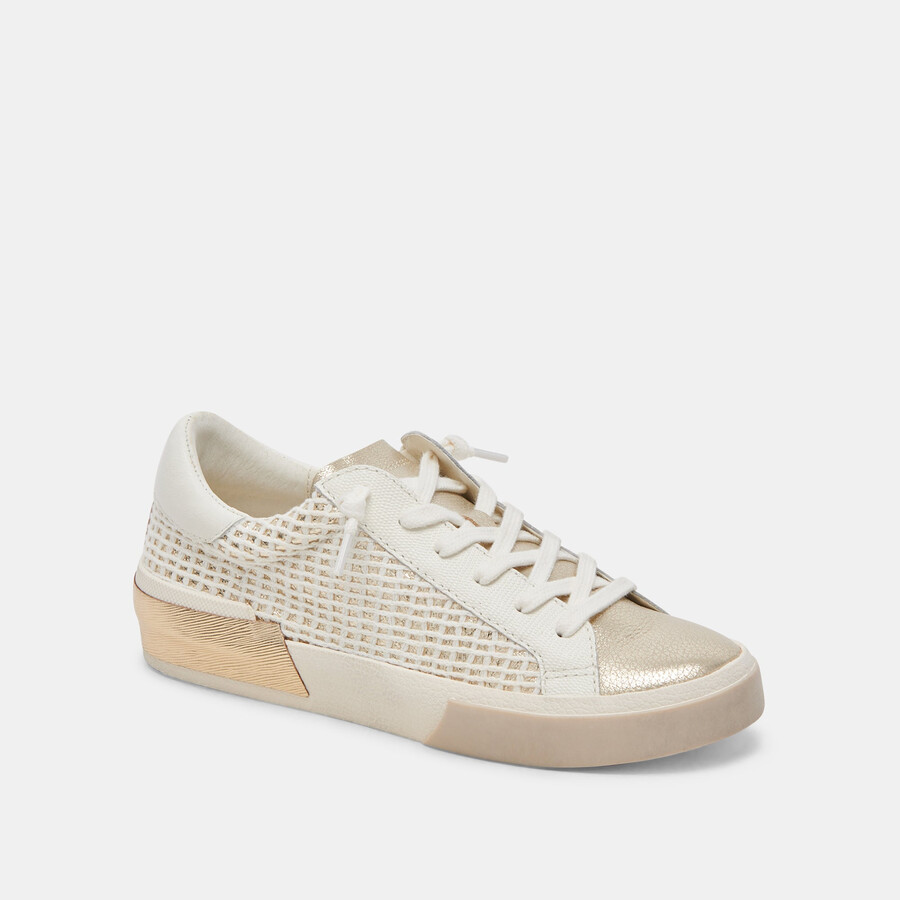 zina sneakers bone gold woven