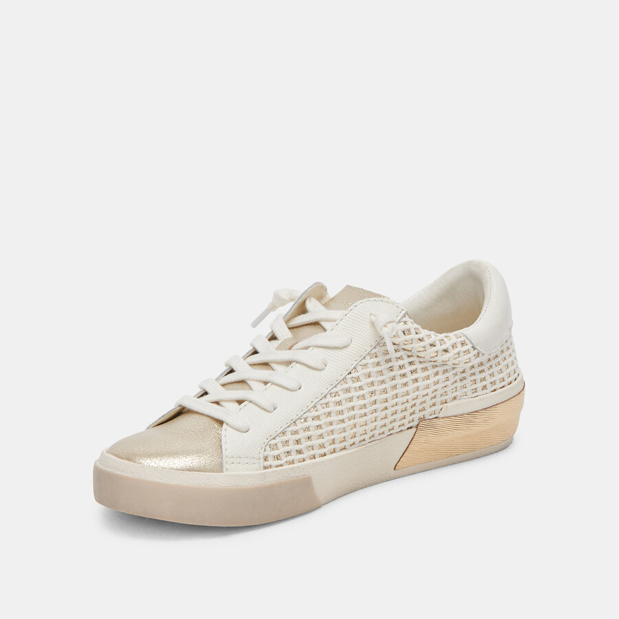 zina sneakers bone gold woven