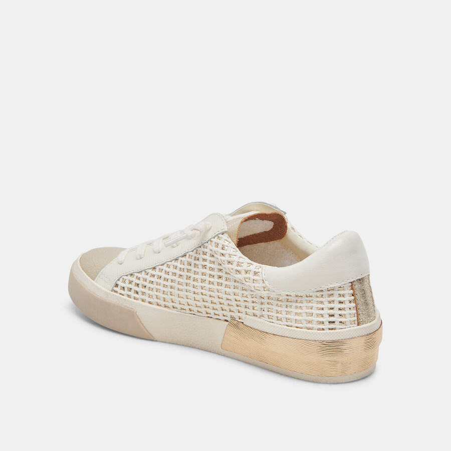 zina sneakers bone gold woven
