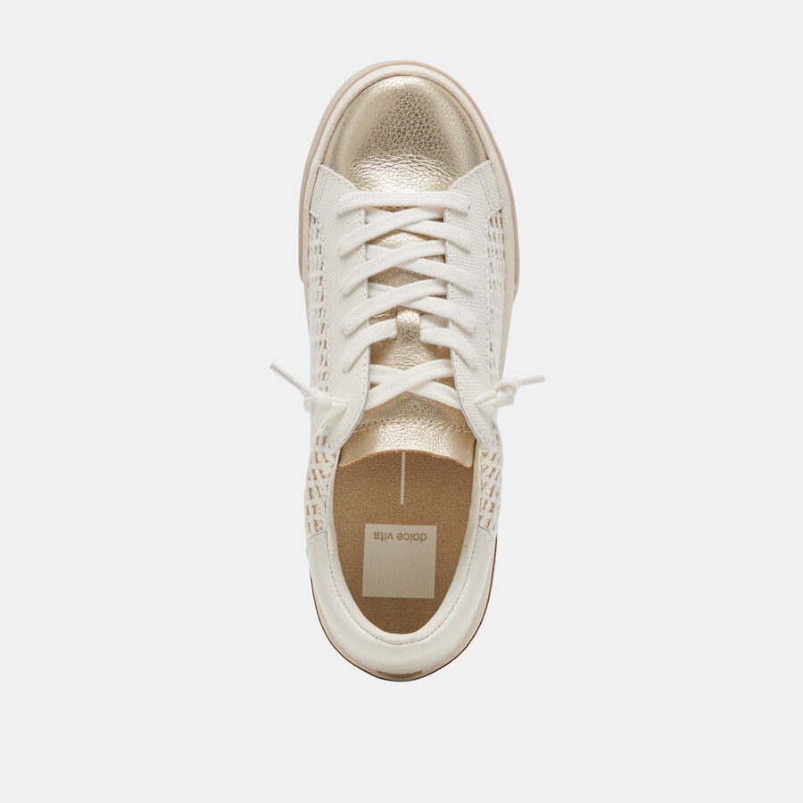 zina sneakers bone gold woven