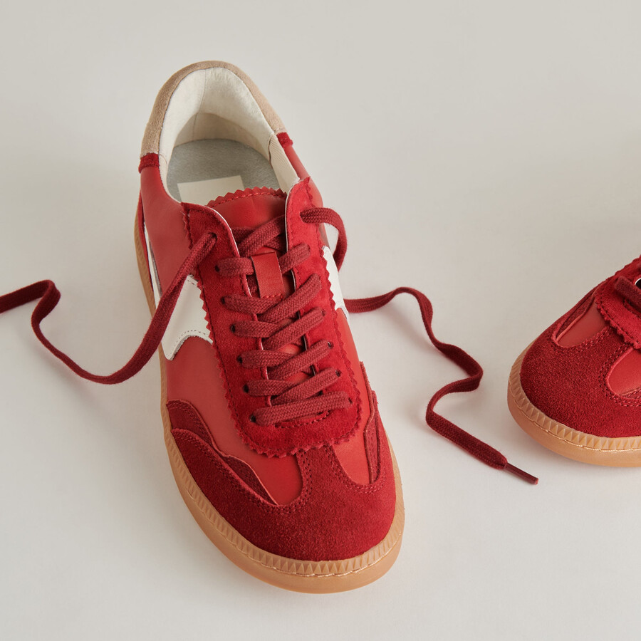 notice sneakers crimson suede