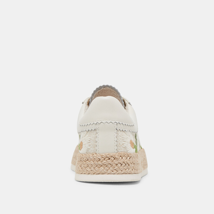azalia sneakers white floral raffia