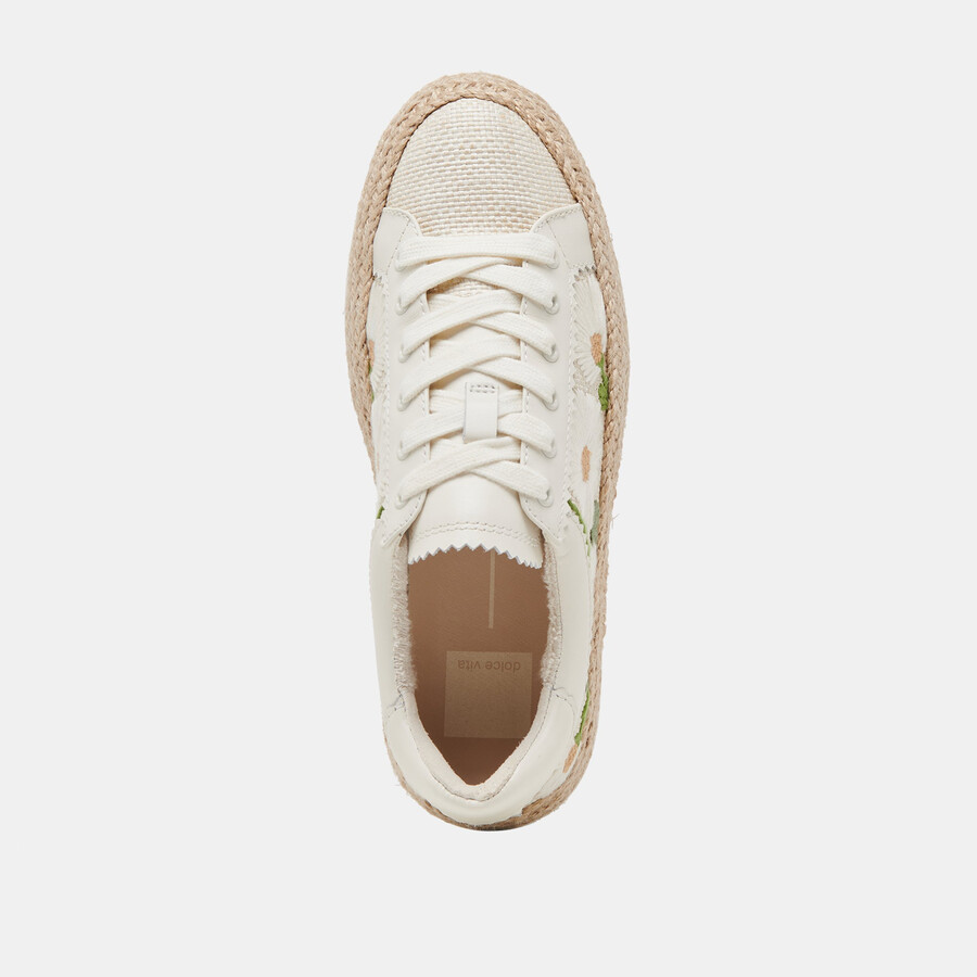 azalia sneakers white floral raffia