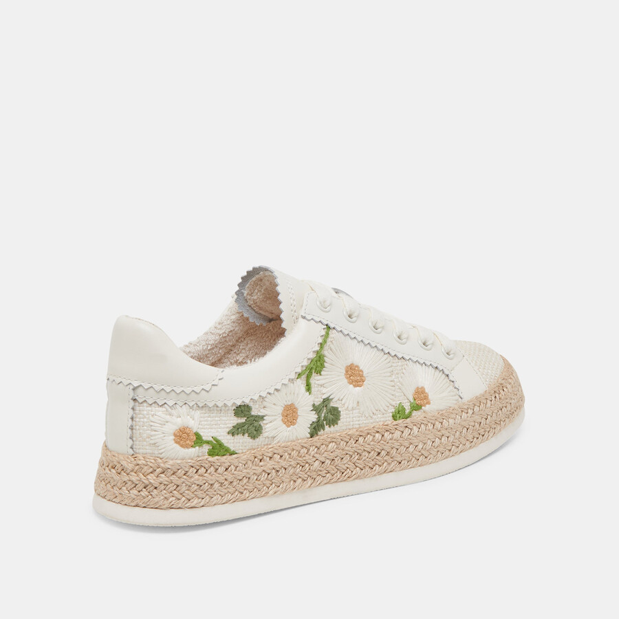 azalia sneakers white floral raffia